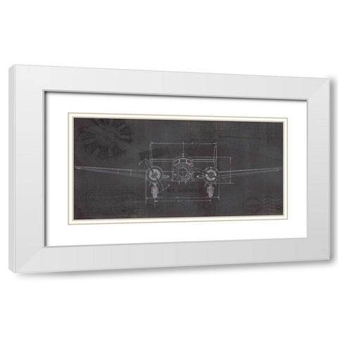 Plane Blueprint IV Wings White Modern Wood Framed Art Print with Double Matting by Fabiano, Marco