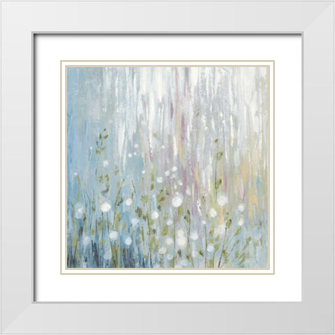 January Branches Blue Green White Modern Wood Framed Art Print with Double Matting by Vassileva, Silvia