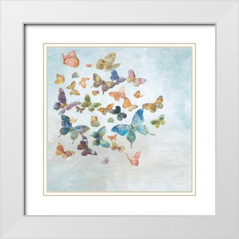 Beautiful Butterflies v3 Sq Light White Modern Wood Framed Art Print with Double Matting by Nai, Danhui