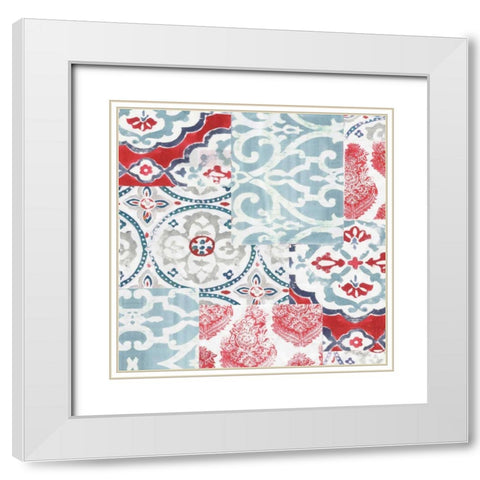 Bazaar Patchwork II White Modern Wood Framed Art Print with Double Matting by Pela Studio
