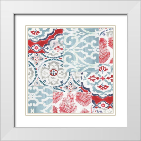 Bazaar Patchwork II White Modern Wood Framed Art Print with Double Matting by Pela Studio