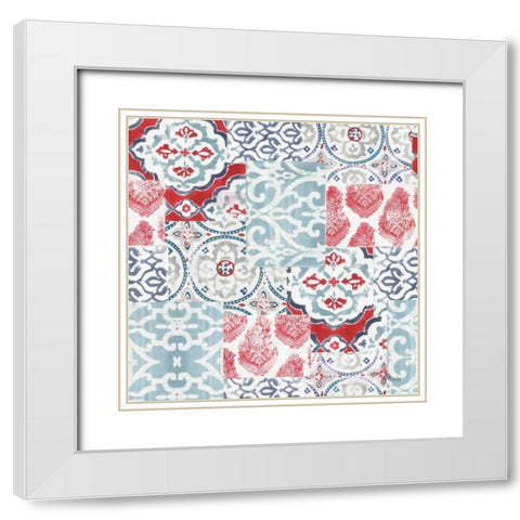 Bazaar Patchwork Pattern I White Modern Wood Framed Art Print with Double Matting by Pela Studio
