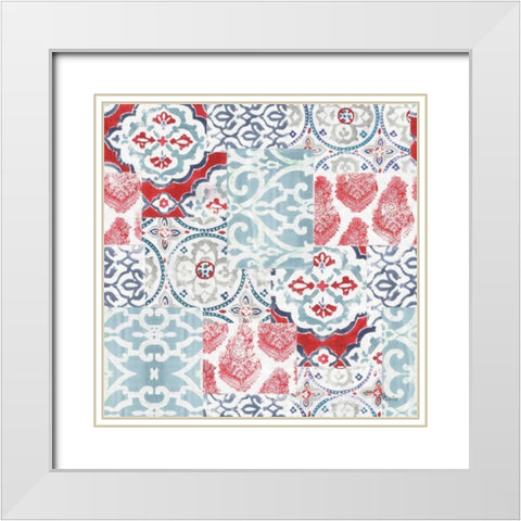 Bazaar Patchwork Pattern I White Modern Wood Framed Art Print with Double Matting by Pela Studio