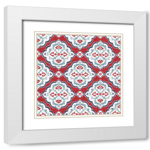 Bazaar Patchwork Pattern IIA White Modern Wood Framed Art Print with Double Matting by Pela Studio