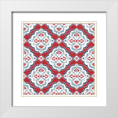 Bazaar Patchwork Pattern IIA White Modern Wood Framed Art Print with Double Matting by Pela Studio