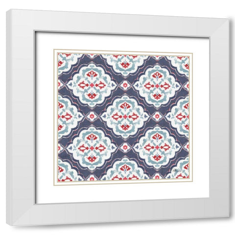 Bazaar Patchwork Pattern IIB White Modern Wood Framed Art Print with Double Matting by Pela Studio