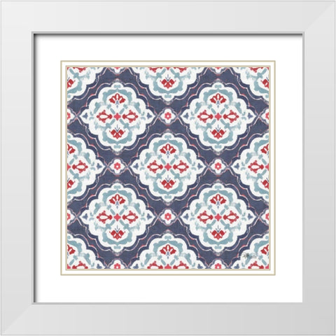 Bazaar Patchwork Pattern IIB White Modern Wood Framed Art Print with Double Matting by Pela Studio