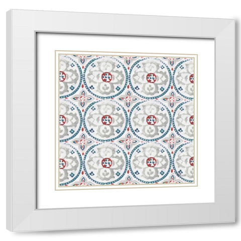 Bazaar Patchwork Pattern III White Modern Wood Framed Art Print with Double Matting by Pela Studio