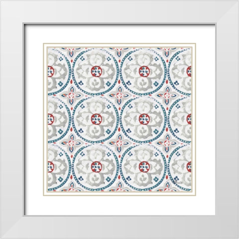 Bazaar Patchwork Pattern III White Modern Wood Framed Art Print with Double Matting by Pela Studio