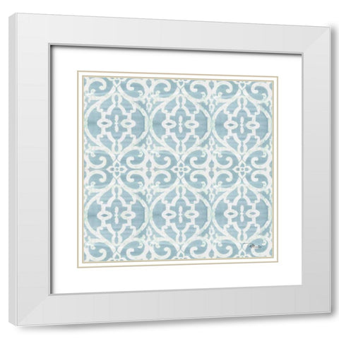 Bazaar Patchwork Pattern IVC White Modern Wood Framed Art Print with Double Matting by Pela Studio