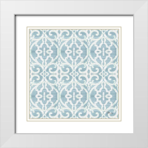 Bazaar Patchwork Pattern IVC White Modern Wood Framed Art Print with Double Matting by Pela Studio
