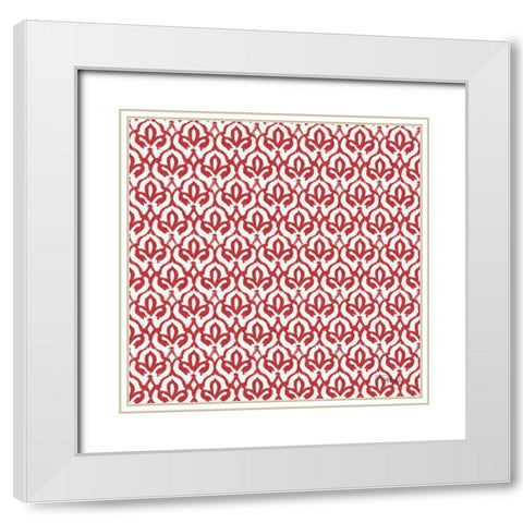 Bazaar Patchwork Pattern VA White Modern Wood Framed Art Print with Double Matting by Pela Studio