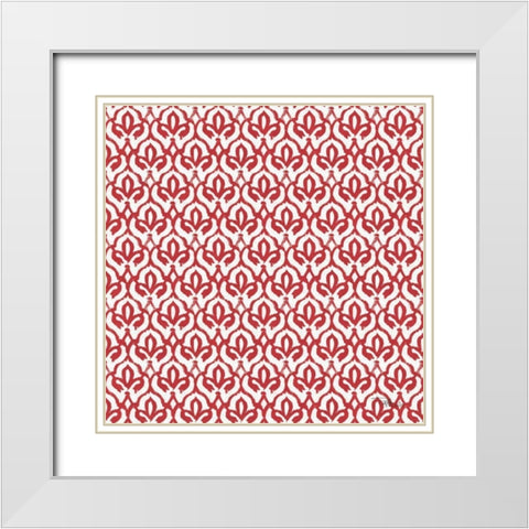 Bazaar Patchwork Pattern VA White Modern Wood Framed Art Print with Double Matting by Pela Studio
