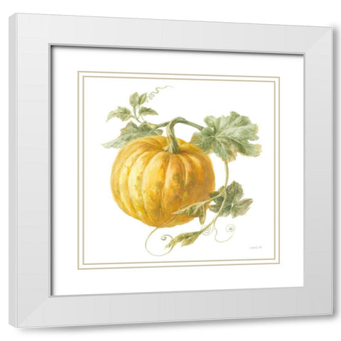 Floursack Autumn V on White White Modern Wood Framed Art Print with Double Matting by Nai, Danhui