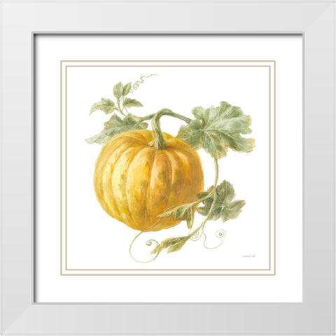 Floursack Autumn V on White White Modern Wood Framed Art Print with Double Matting by Nai, Danhui