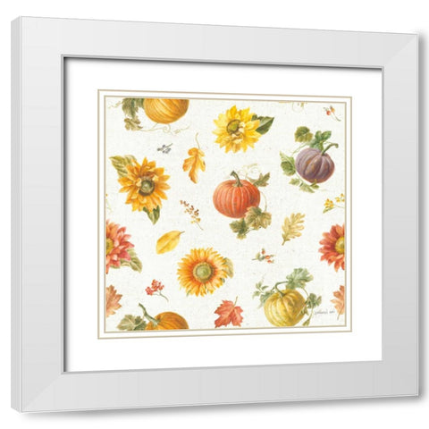 Floursack Autumn Pattern I White Modern Wood Framed Art Print with Double Matting by Nai, Danhui