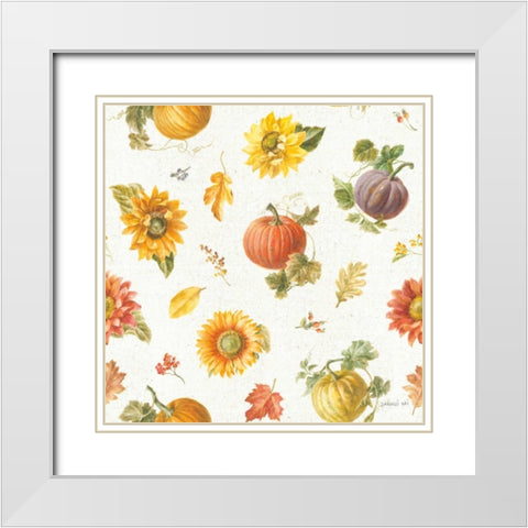 Floursack Autumn Pattern I White Modern Wood Framed Art Print with Double Matting by Nai, Danhui