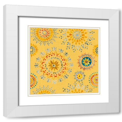 Floursack Autumn Pattern VD White Modern Wood Framed Art Print with Double Matting by Nai, Danhui