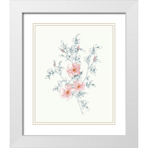 Flowers on White II Contemporary Bright White Modern Wood Framed Art Print with Double Matting by Wild Apple Portfolio