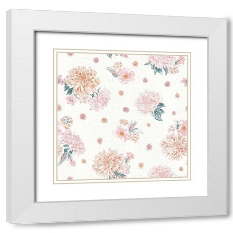 Flowers on White Contemporary Bright Pattern IV White Modern Wood Framed Art Print with Double Matting by Wild Apple Portfolio