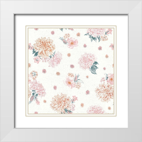 Flowers on White Contemporary Bright Pattern IV White Modern Wood Framed Art Print with Double Matting by Wild Apple Portfolio