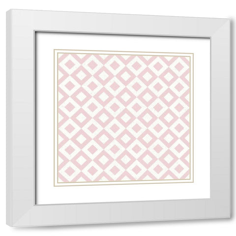 Flowers on White Contemporary Bright Pattern VB White Modern Wood Framed Art Print with Double Matting by Wild Apple Portfolio