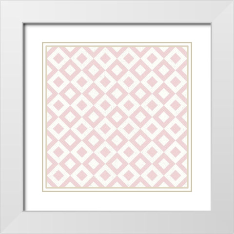 Flowers on White Contemporary Bright Pattern VB White Modern Wood Framed Art Print with Double Matting by Wild Apple Portfolio