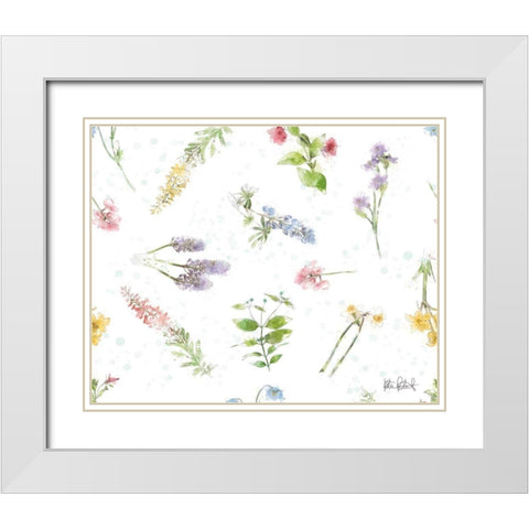Spring Splash Pattern II White Modern Wood Framed Art Print with Double Matting by Pertiet, Katie
