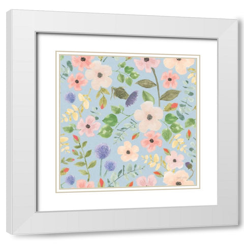 Spring Sentiments Pattern VIIIA White Modern Wood Framed Art Print with Double Matting by Jackson, Jenaya