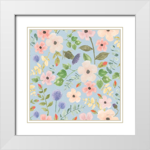 Spring Sentiments Pattern VIIIA White Modern Wood Framed Art Print with Double Matting by Jackson, Jenaya