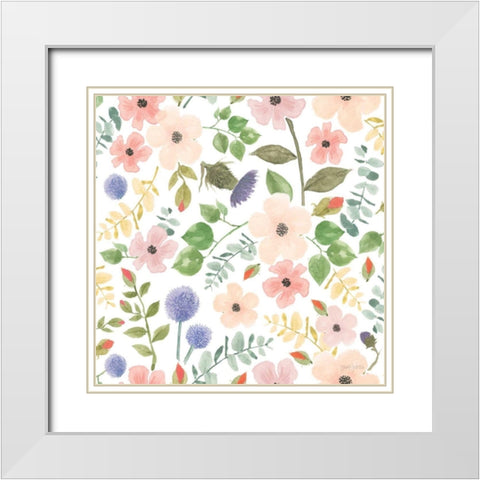 Spring Sentiments Pattern VIIIB White Modern Wood Framed Art Print with Double Matting by Jackson, Jenaya