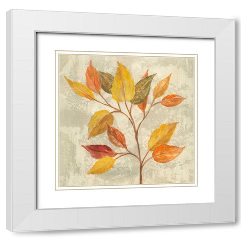 November Leaves II White Modern Wood Framed Art Print with Double Matting by Vassileva, Silvia