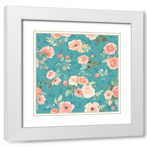 Blooming Delight Pattern IC White Modern Wood Framed Art Print with Double Matting by Jackson, Jenaya
