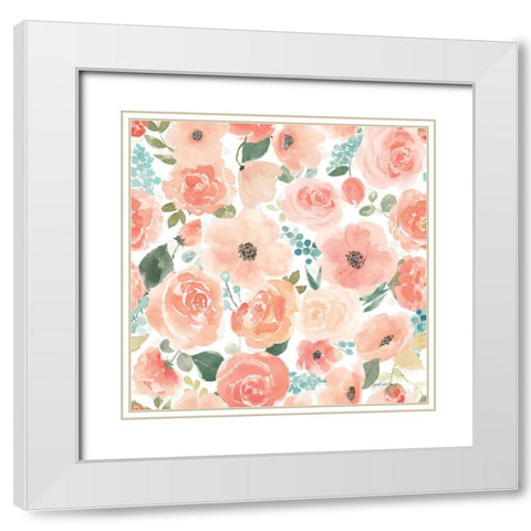 Blooming Delight Pattern VA White Modern Wood Framed Art Print with Double Matting by Jackson, Jenaya