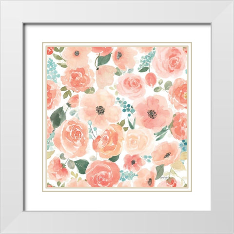 Blooming Delight Pattern VA White Modern Wood Framed Art Print with Double Matting by Jackson, Jenaya