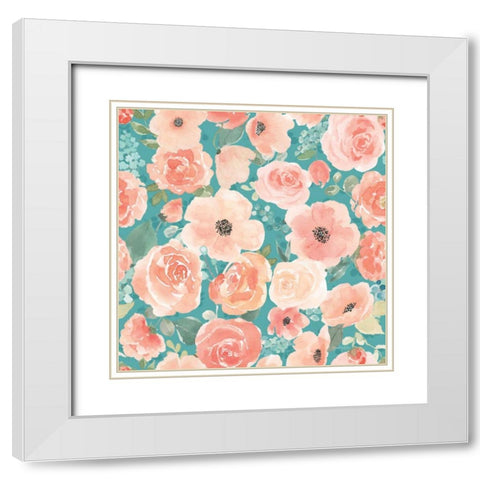 Blooming Delight Pattern VC White Modern Wood Framed Art Print with Double Matting by Jackson, Jenaya