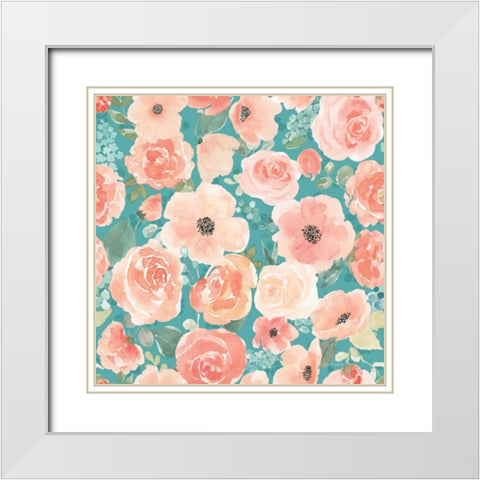 Blooming Delight Pattern VC White Modern Wood Framed Art Print with Double Matting by Jackson, Jenaya