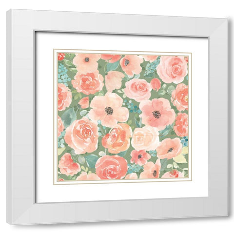 Blooming Delight Pattern VD White Modern Wood Framed Art Print with Double Matting by Jackson, Jenaya