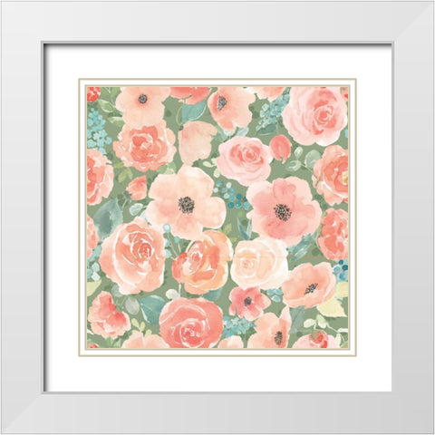 Blooming Delight Pattern VD White Modern Wood Framed Art Print with Double Matting by Jackson, Jenaya
