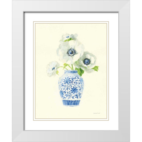 Floral Chinoiserie II White Modern Wood Framed Art Print with Double Matting by Nai, Danhui