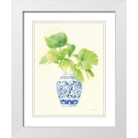 Palm Chinoiserie IV White Modern Wood Framed Art Print with Double Matting by Nai, Danhui