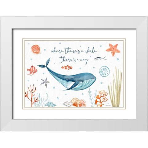 Whale Tale III White Modern Wood Framed Art Print with Double Matting by Zaman, Farida