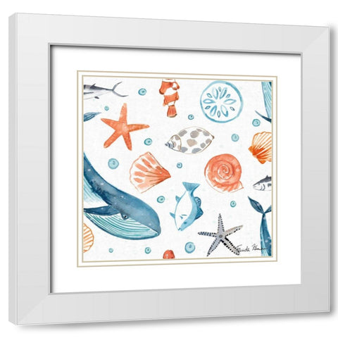 Whale Tale Pattern IA White Modern Wood Framed Art Print with Double Matting by Zaman, Farida