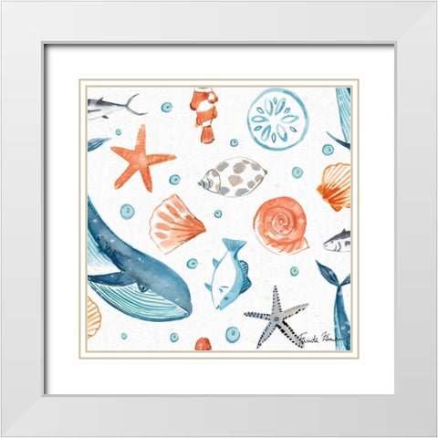 Whale Tale Pattern IA White Modern Wood Framed Art Print with Double Matting by Zaman, Farida