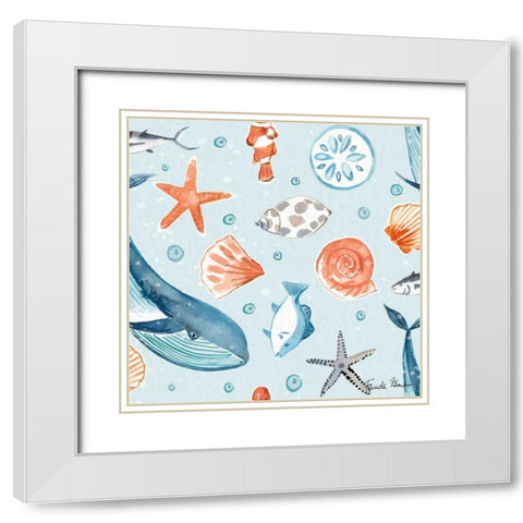 Whale Tale Pattern IB White Modern Wood Framed Art Print with Double Matting by Zaman, Farida