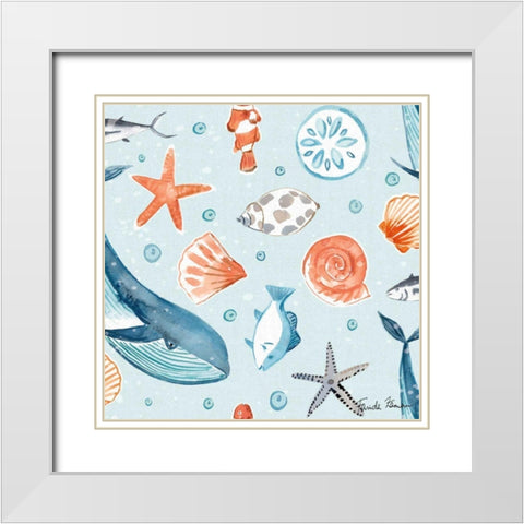 Whale Tale Pattern IB White Modern Wood Framed Art Print with Double Matting by Zaman, Farida
