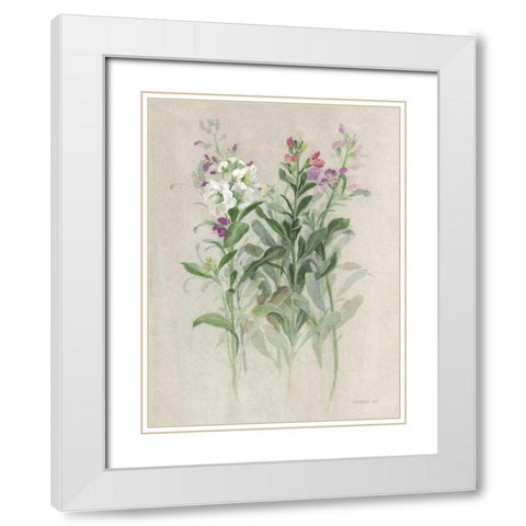 Sprigs of June I White Modern Wood Framed Art Print with Double Matting by Nai, Danhui