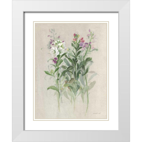 Sprigs of June I White Modern Wood Framed Art Print with Double Matting by Nai, Danhui