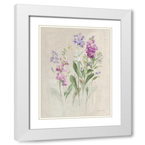 Sprigs of June II White Modern Wood Framed Art Print with Double Matting by Nai, Danhui