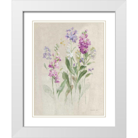 Sprigs of June II White Modern Wood Framed Art Print with Double Matting by Nai, Danhui